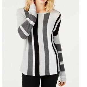INC International Concepts Women's
Polyester Gray Art Deco Striped Sweater